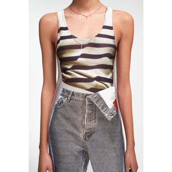 Y/project Jean Paul Gaultier Edition TROMPE L'OEIL MARINIER MAXI DRESS - WHITE - Picture 4 of 12